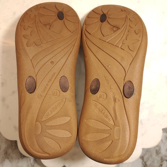Okabashi Women's Thong Sandals M/L Brown Casual Flip‎ Flop Flats Comfort Slip On - Picture 5 of 8